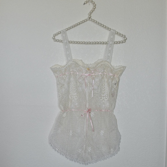 Other - White Netted Lace Nightie Playsuit